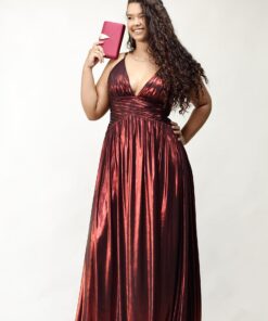 Vestido Longo Vermelho Metalizado
