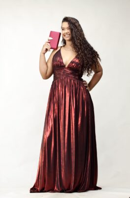 Vestido Longo Vermelho Metalizado